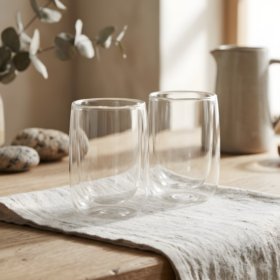 Double Wall Glass Cup 300 ml Set - 2 Pcs
